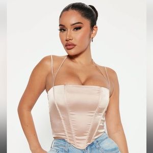 Mocha Satin Corset Top